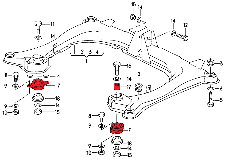 VERKLINE ELA-003-75 Differential mounts for Audi Quattro B3/B4 (street hardness) - image 2 of 3