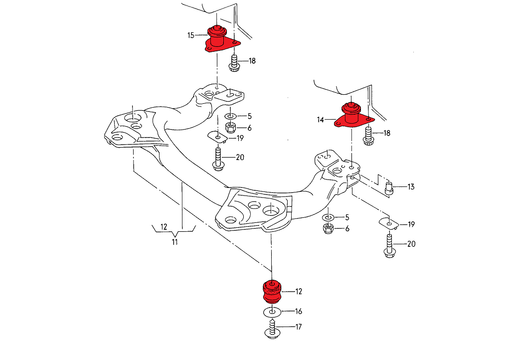 VERKLINE ELA-007 Front polyurethane subframe bushings for Audi 100 / S4 / S6 / UrS4 / UrS6 ( C4 ) - image 2 of 3