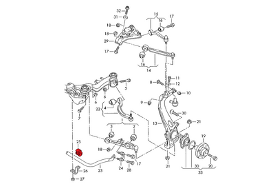 Vordere Stabilisatorbuchse Audi 29 mm (Straßenhärte)