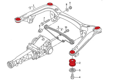 Polyurethane subframe mounts, rear, Audi B4 B5