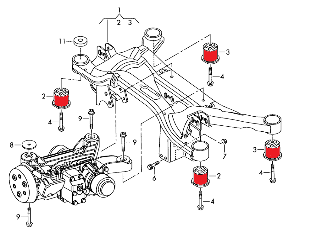VERKLINE SBK-016 Rear subframe bushings Audi A3 S3 RS3 8P, TT TTS TTRS 8J, VW Golf Mk5 Mk6, Seat Leon 1P - image 2 of 3