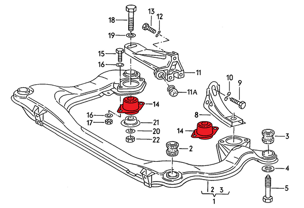 Gearbox mounts for Audi B4 I5 (Track hardness) - zastosowanie