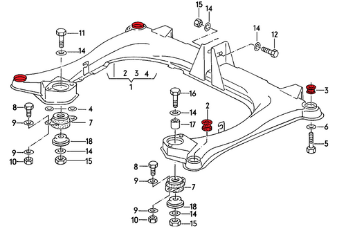 Polyurethane Subframe Bushings B4 - M12 - Track Hardness