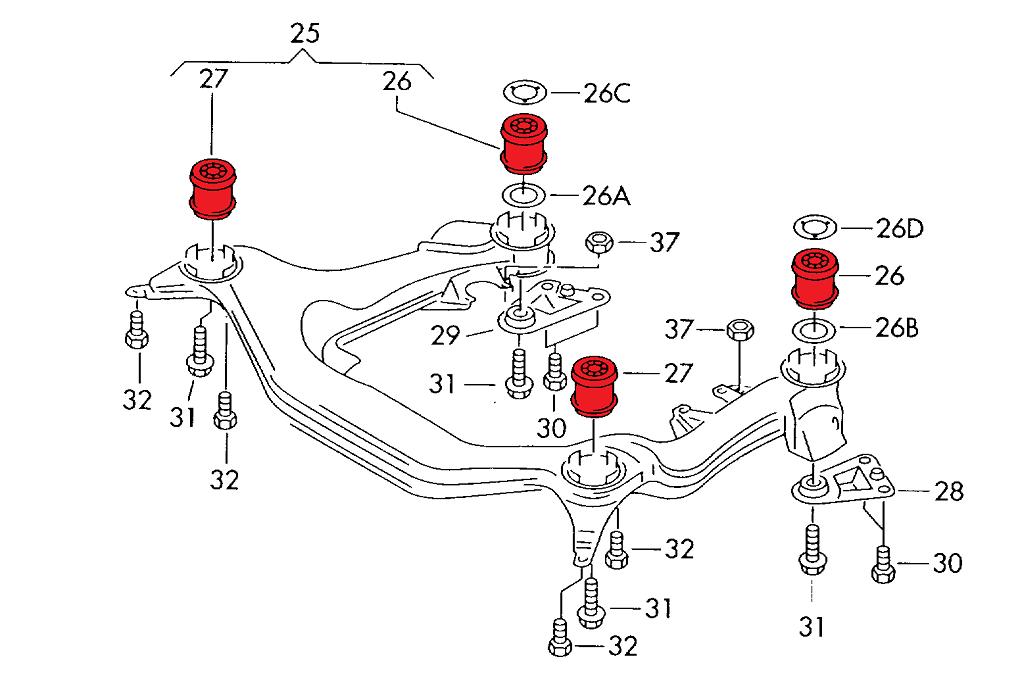 VERKLINE SBK-014 Front subframe bushings Audi B5/B6/B7 &amp; C5 - image 2 fullscreen