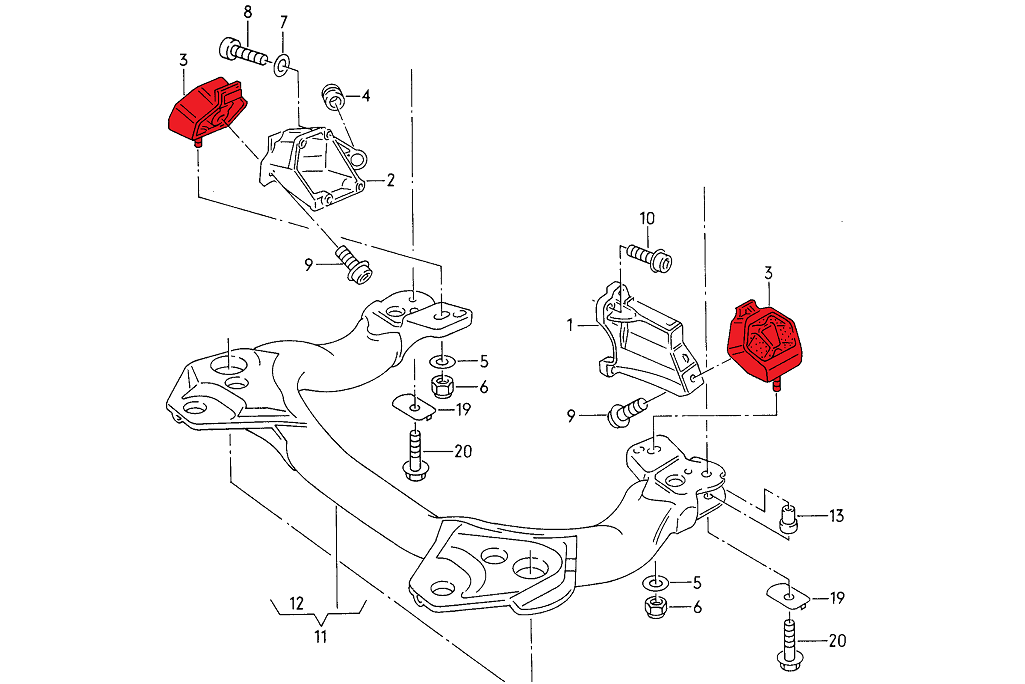 VERKLINE ELA-019-75 Gearbox mounts for Audi C4 S4 S6 - street hardness - image 2 of 5