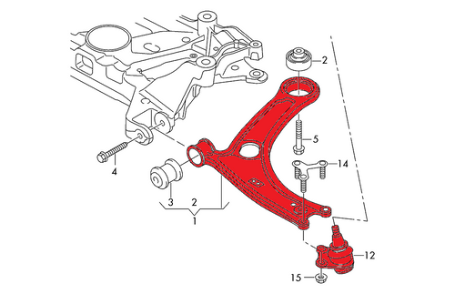Adjustable tubular front race wishbones with modified kinematics MQB Audi RS3 S3 A3 8V Golf Mk7 Seat Leon 5F